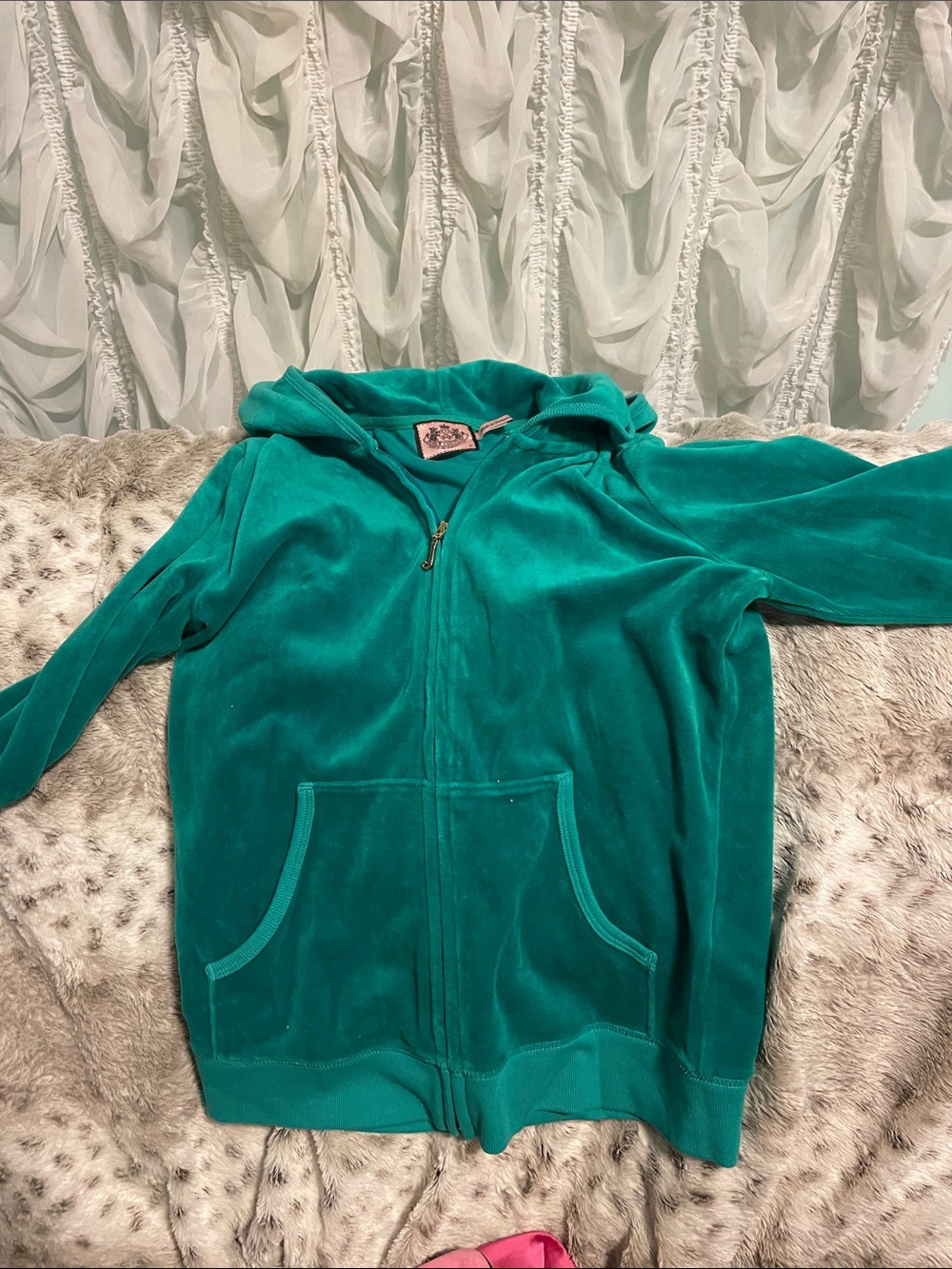 Juicy Couture Teal Velour Hooded Zip Jacket for Kids